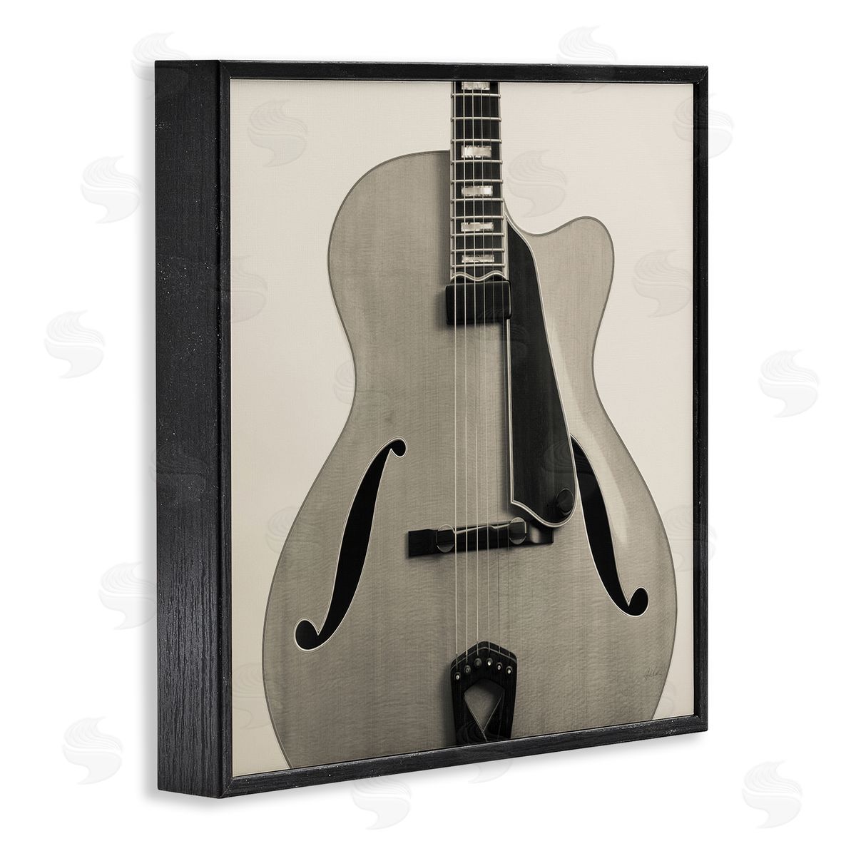 Simple Chic Guitar Black Frame Print Wall Art, Home Decor by Deborah Revell