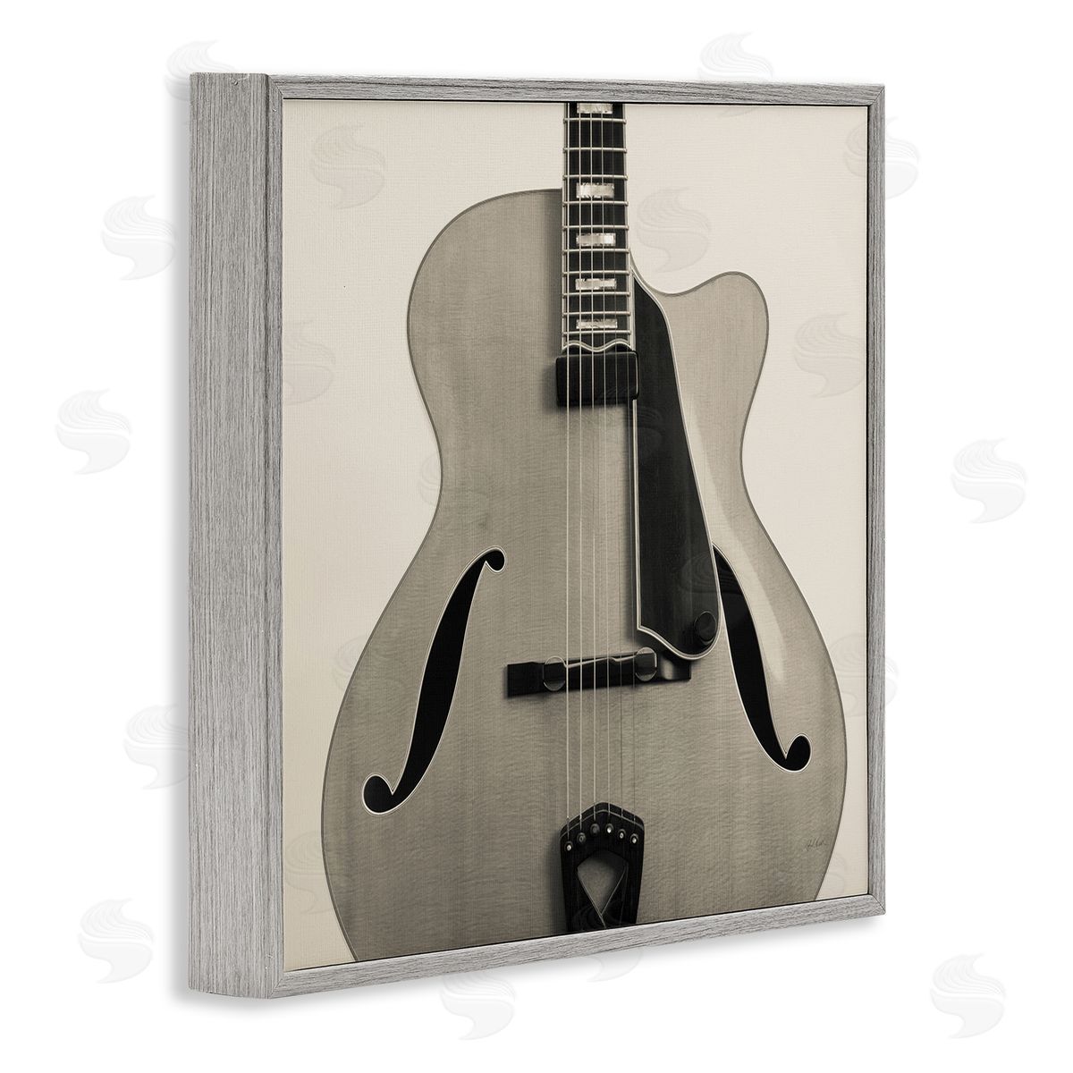 Simple Chic Guitar Grey Frame Print Wall Art, Home Decor by Deborah Revell