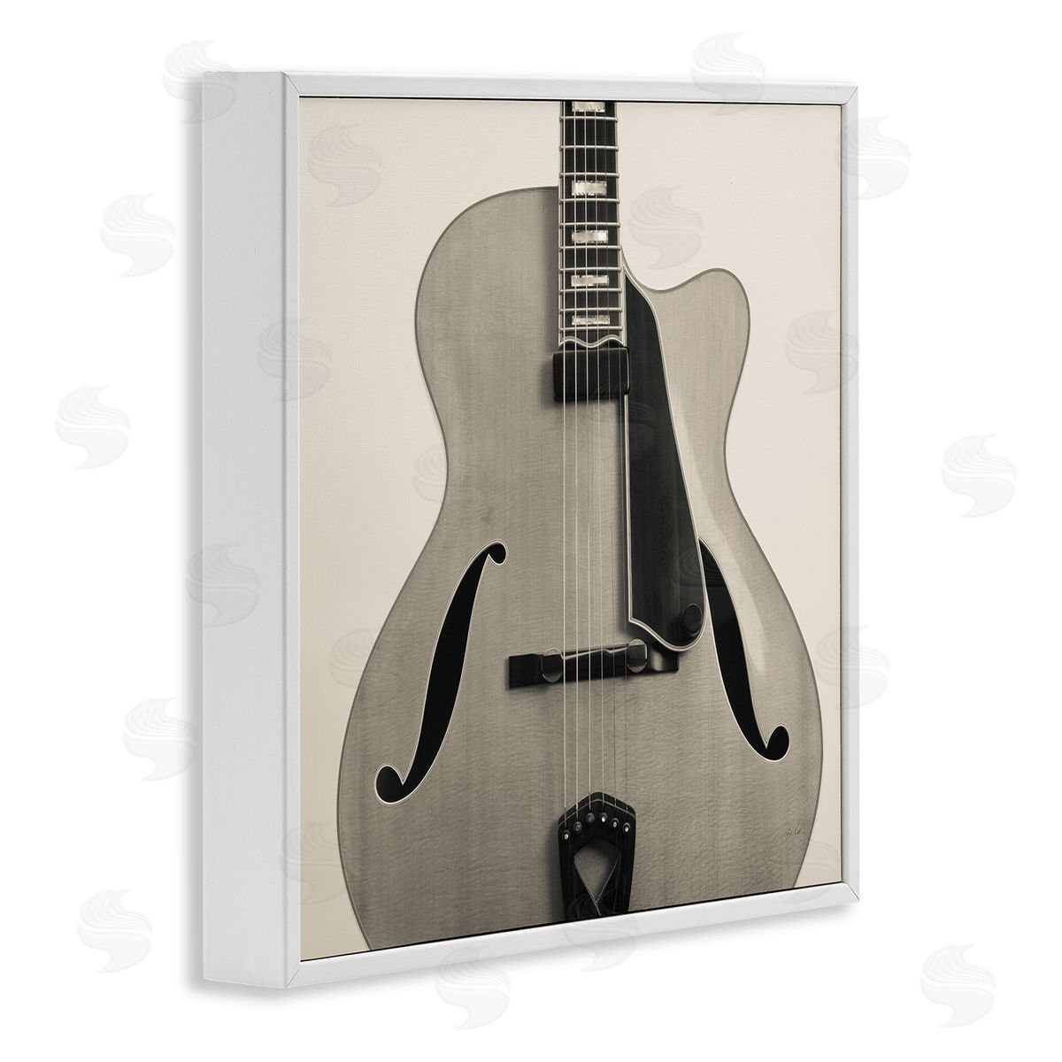 Simple Chic Guitar White Frame Print Wall Art, Home Decor by Deborah Revell