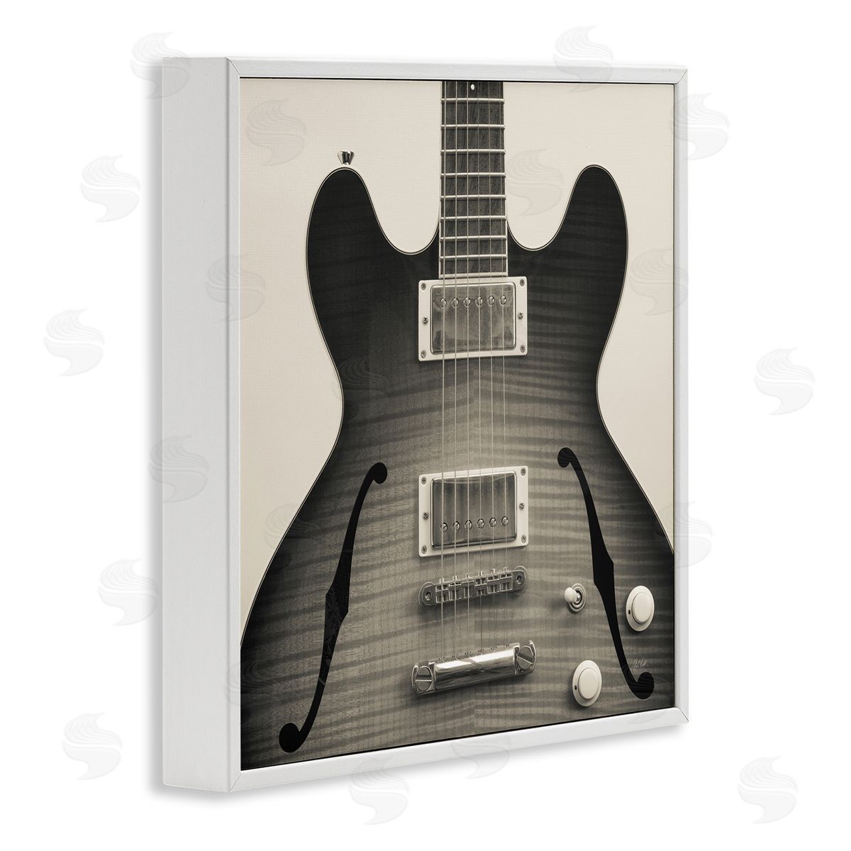 Classy Electric Guitar White Frame Print Wall Art, Home Decor by Deborah Revell