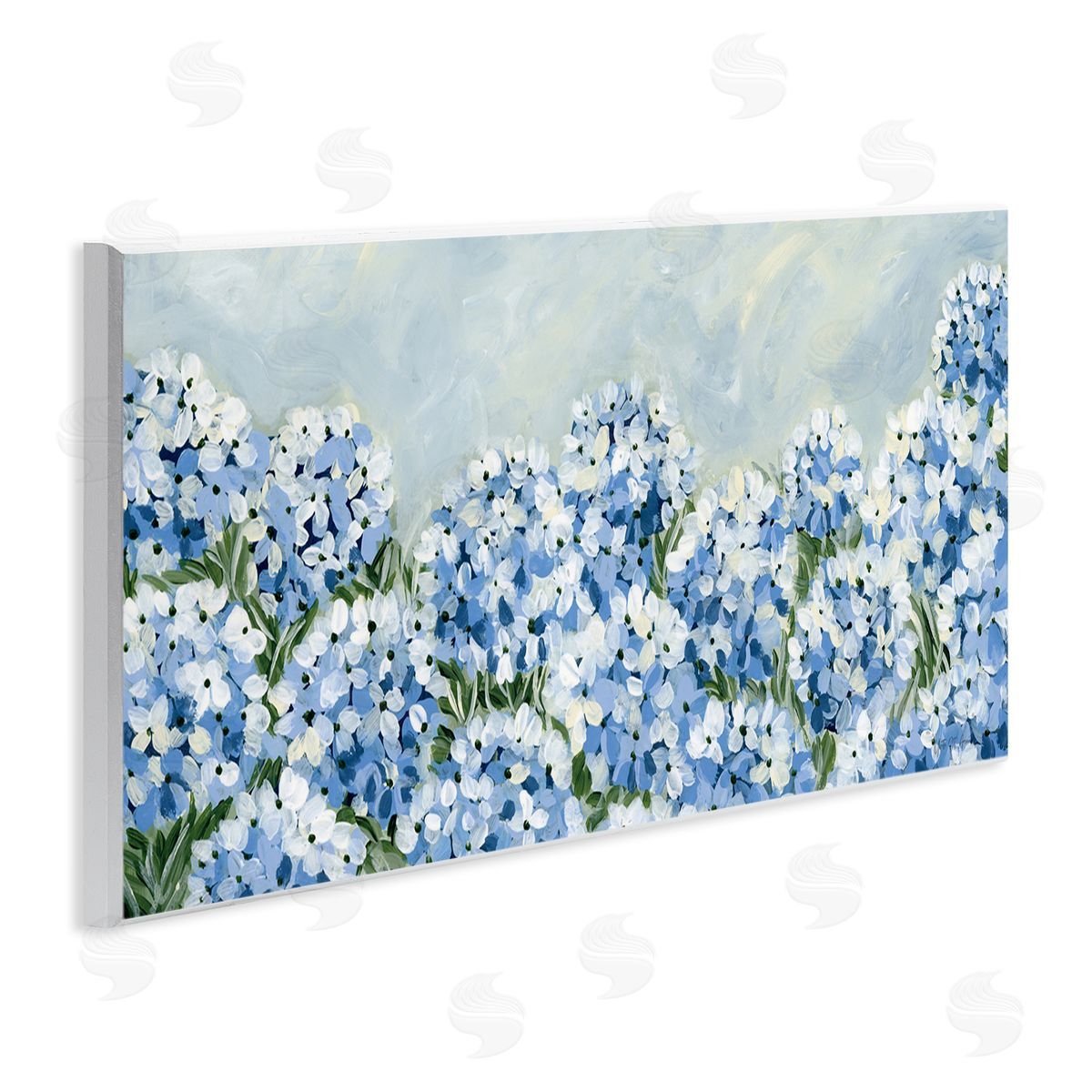 Blue Hydrangea Meadow Wood Plaque Wall Art, Home Decor by Yvette St. Amant