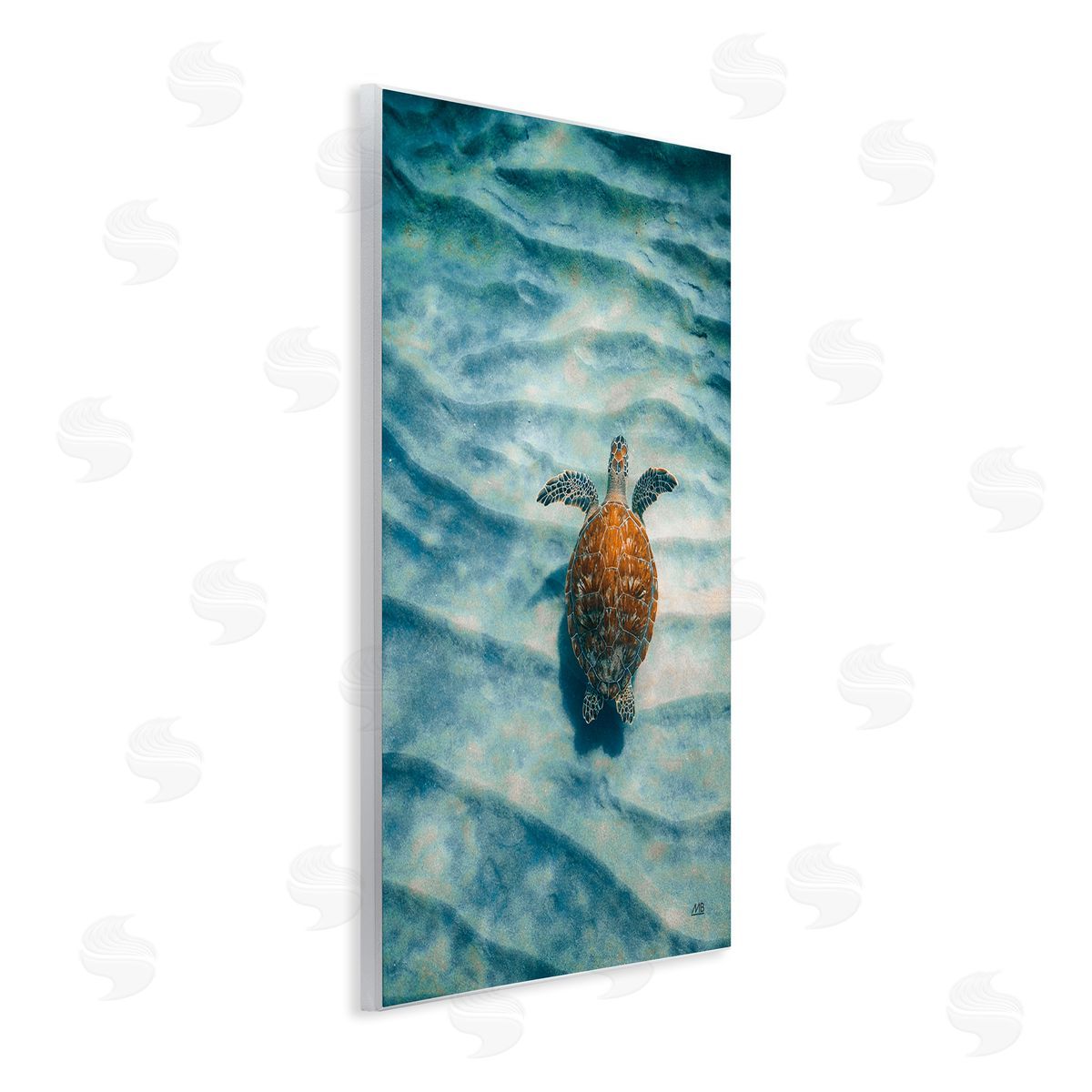 Turtle Along Rippling Sand Wood Plaque Wall Art, Home Decor by Max Blakesberg Studios