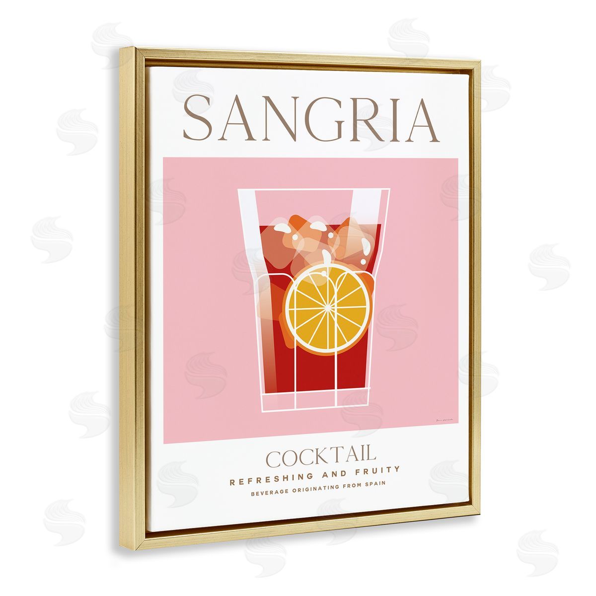 Chic Minimal Sangria Gold Floating Frame Canvas Wall Art, Home Decor by Omar Escalante
