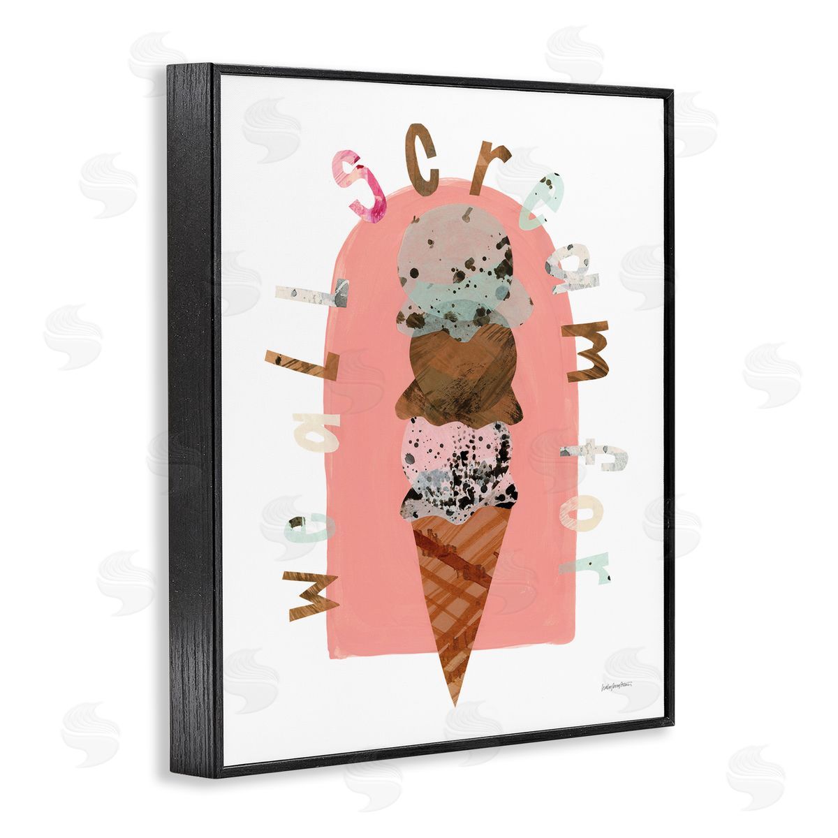All Scream For Ice Cream Black Frame Print Wall Art, Home Decor by Haley Knighten