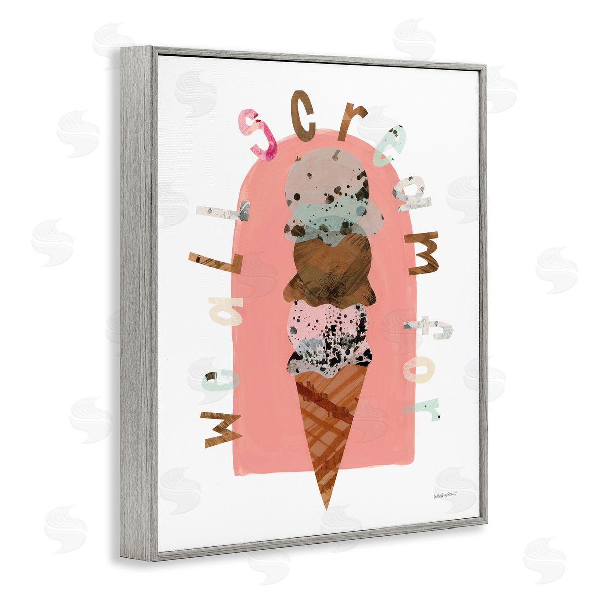 All Scream For Ice Cream Grey Frame Print Wall Art, Home Decor by Haley Knighten