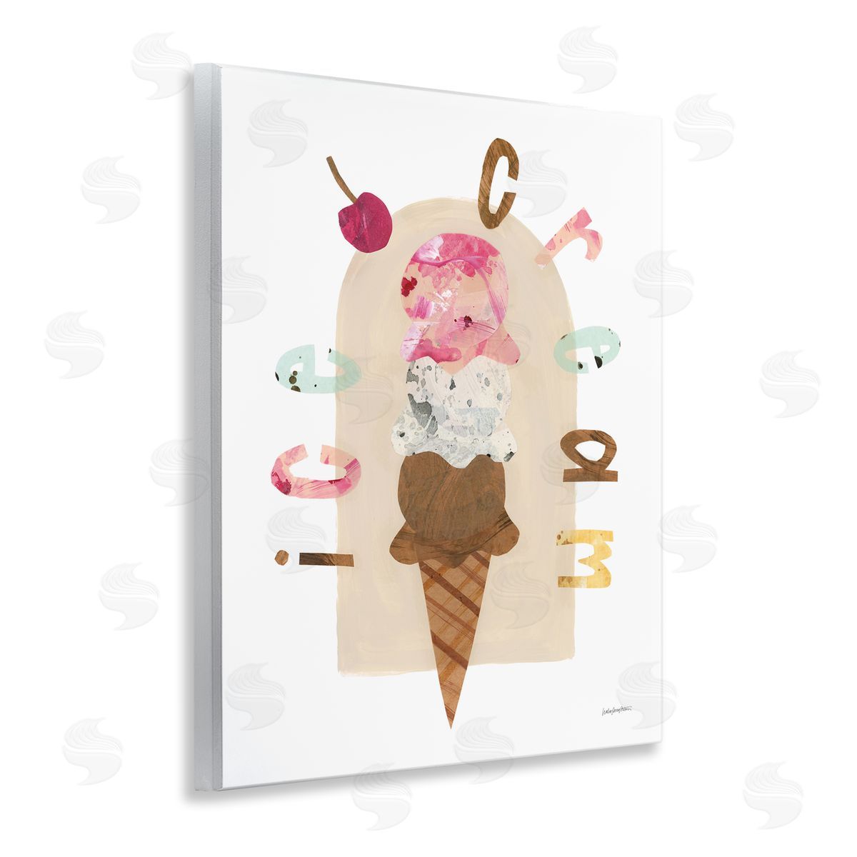 Ice Cream Whimsy Wood Plaque Wall Art, Home Decor by Haley Knighten