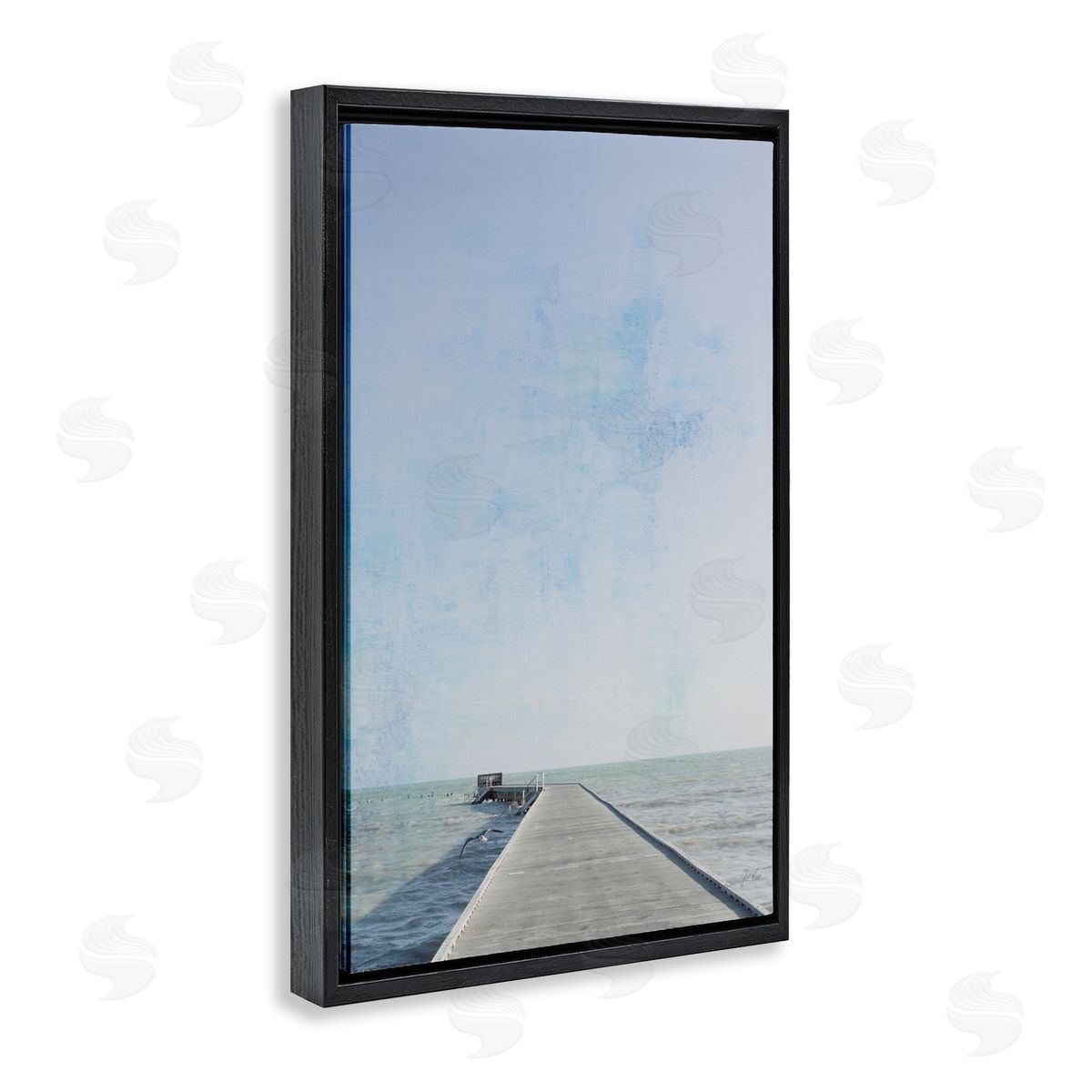 Soothing Pier in Distance Black Floating Frame Canvas Wall Art, Home Decor by Deborah Revell
