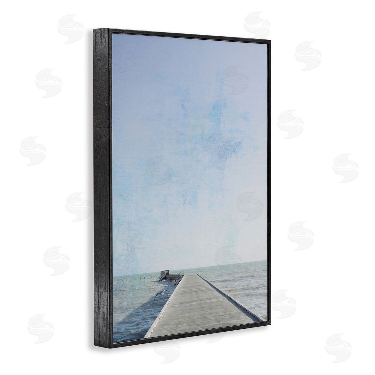 Soothing Pier in Distance Black Frame Print Wall Art, Home Decor by Deborah Revell