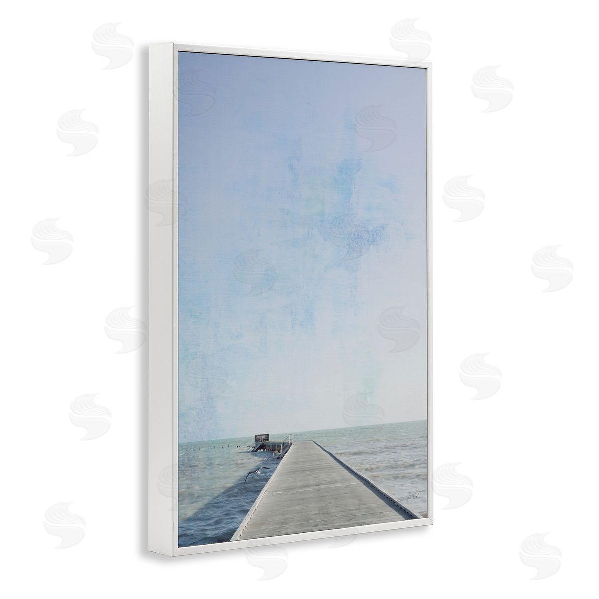 Soothing Pier in Distance White Frame Print Wall Art, Home Decor by Deborah Revell