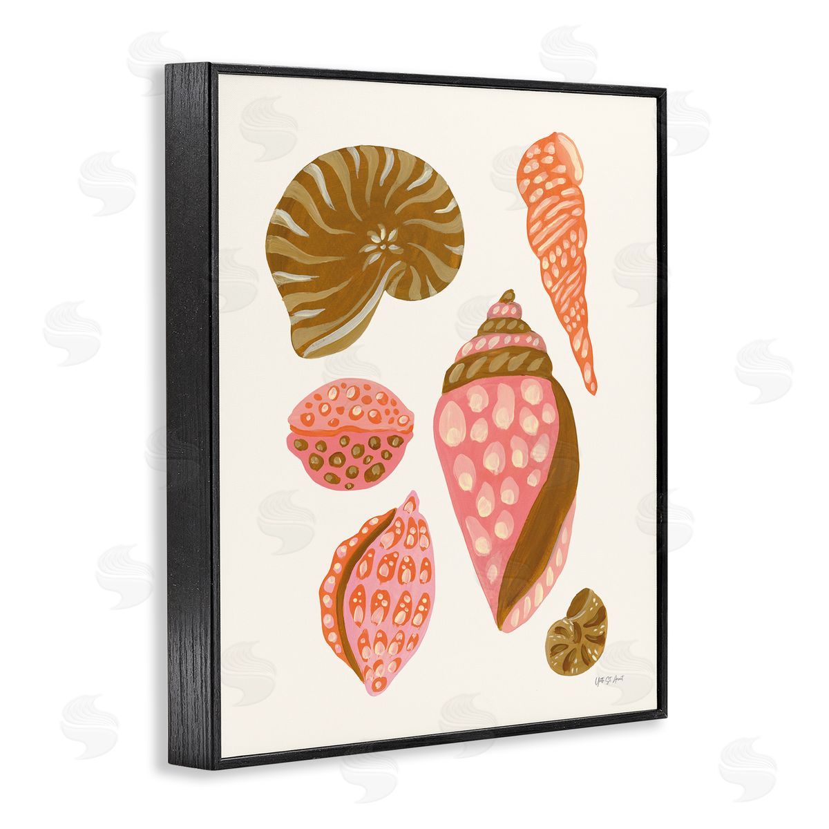 Tropical Shell Collection Black Frame Print Wall Art, Home Decor by Yvette St. Amant
