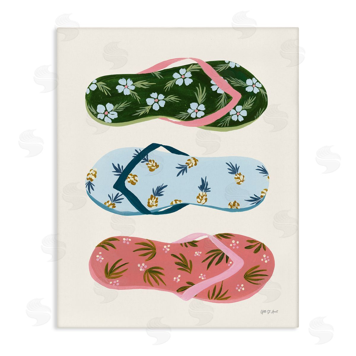 Tropical Flip Flops Canvas Wall Art, Home Decor by Yvette St. Amant