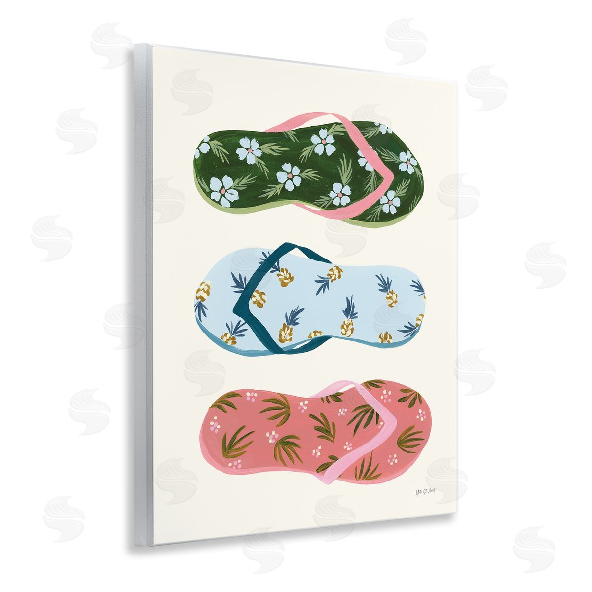 Tropical Flip Flops Wood Plaque Wall Art, Home Decor by Yvette St. Amant
