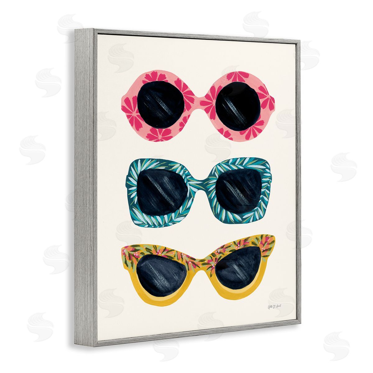Tropical Sunglasses Trio Grey Frame Print Wall Art, Home Decor by Yvette St. Amant