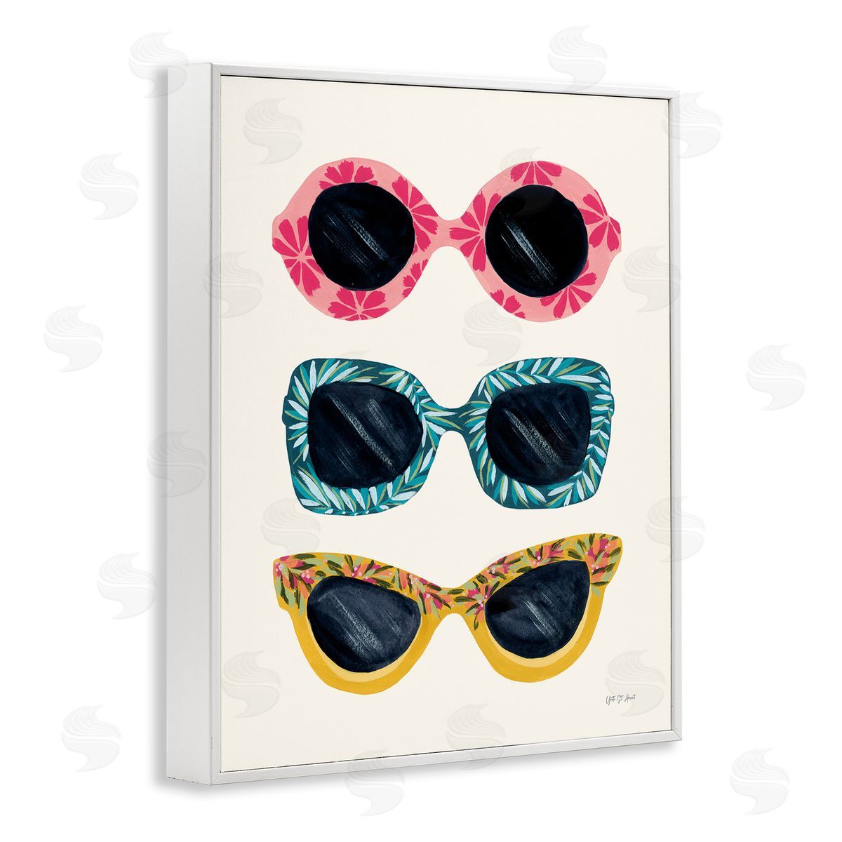 Tropical Sunglasses Trio White Frame Print Wall Art, Home Decor by Yvette St. Amant
