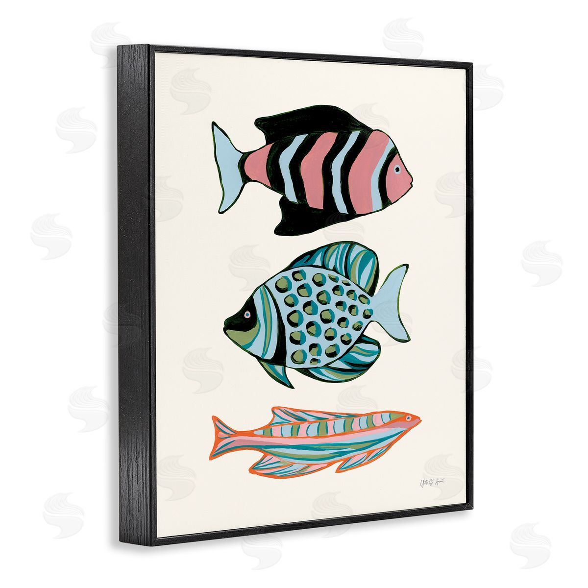 Tropical Fish Trio Black Frame Print Wall Art, Home Decor by Yvette St. Amant