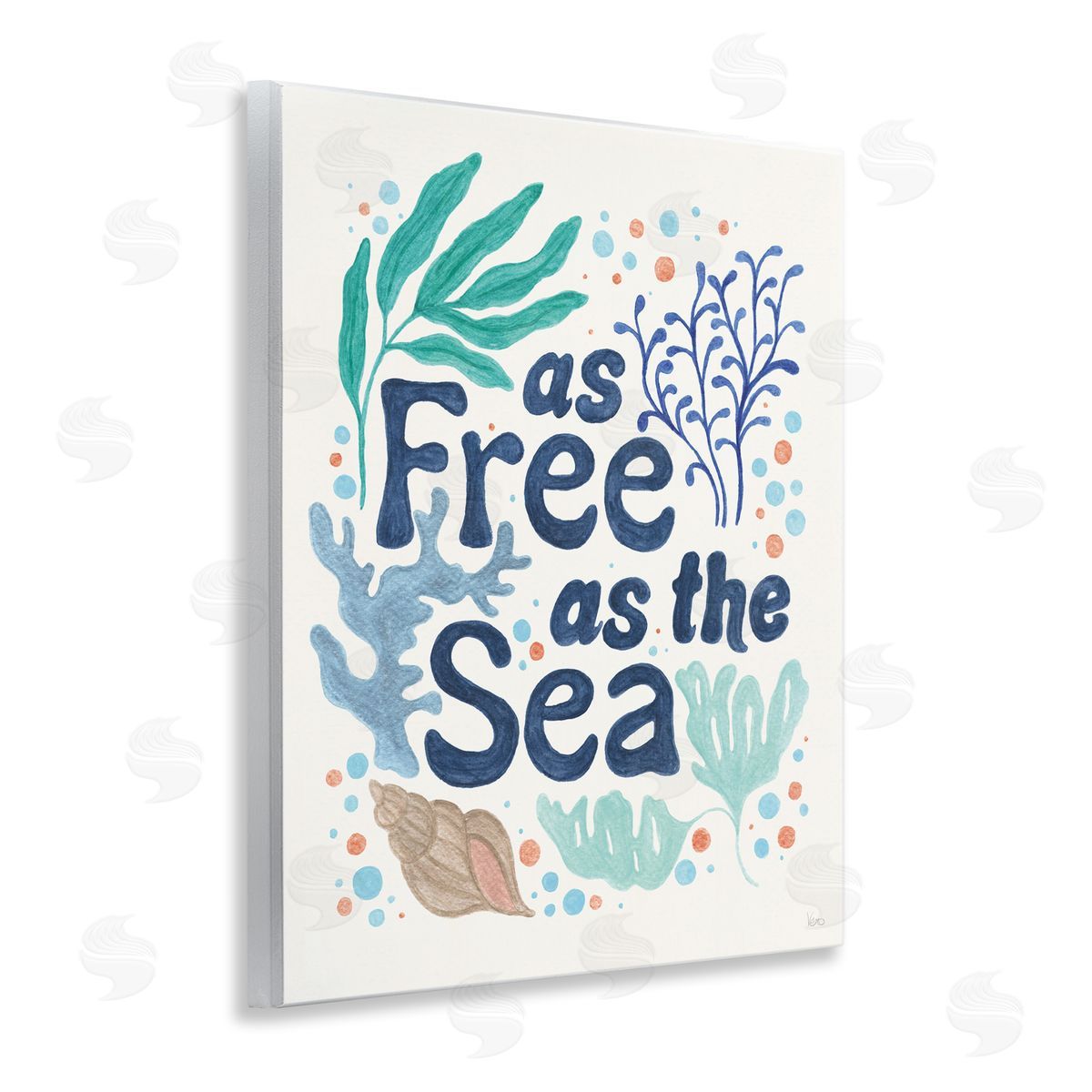 Nautical Free As Sea Wood Plaque Wall Art, Home Decor by Veronique Charron