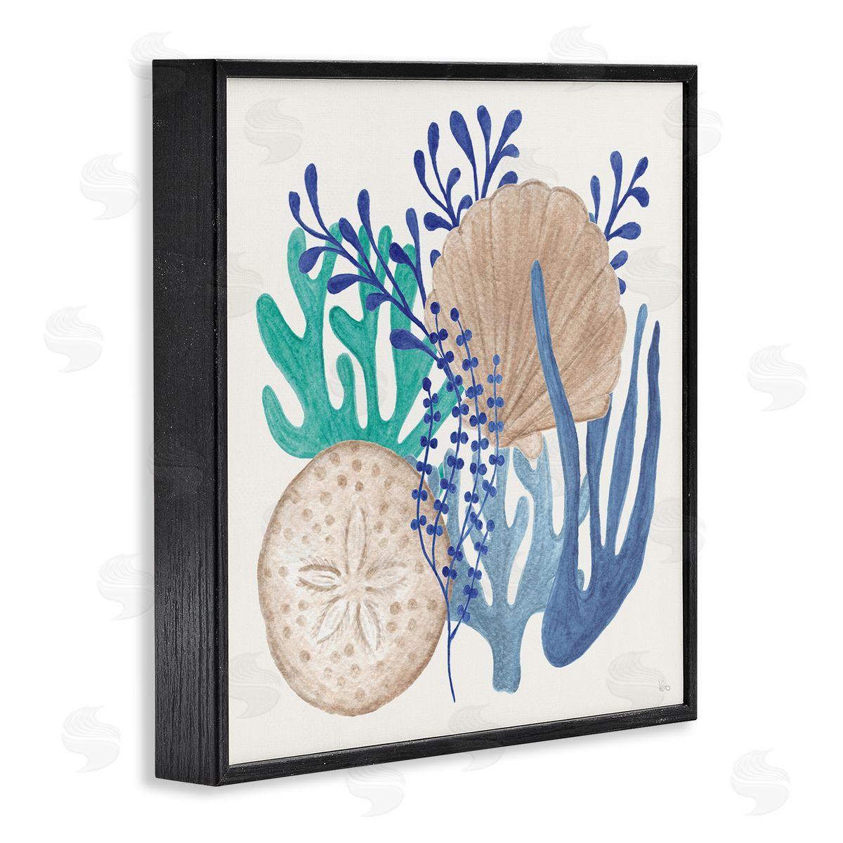 Coastal Sea Life Black Frame Print Wall Art, Home Decor by Veronique Charron