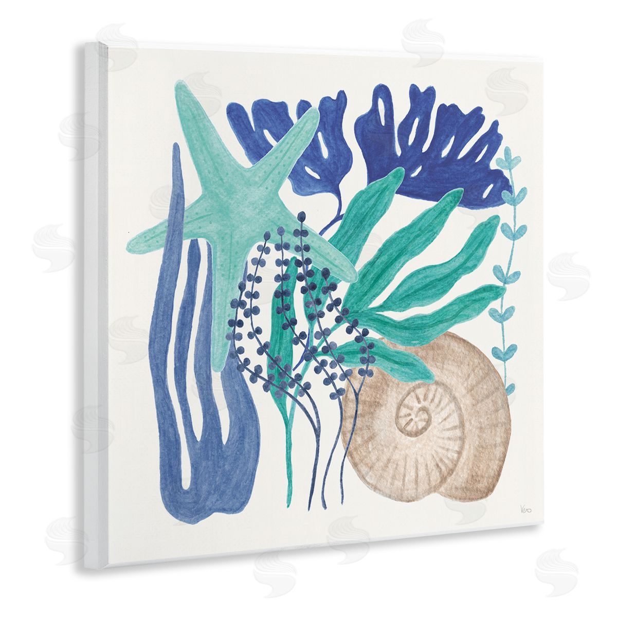 Layered Coastal Shells Wood Plaque Wall Art, Home Decor by Veronique Charron