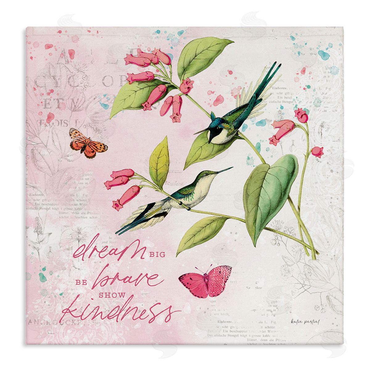 Dream Big Birds & Florals Canvas Wall Art, Home Decor by Katie Pertiet