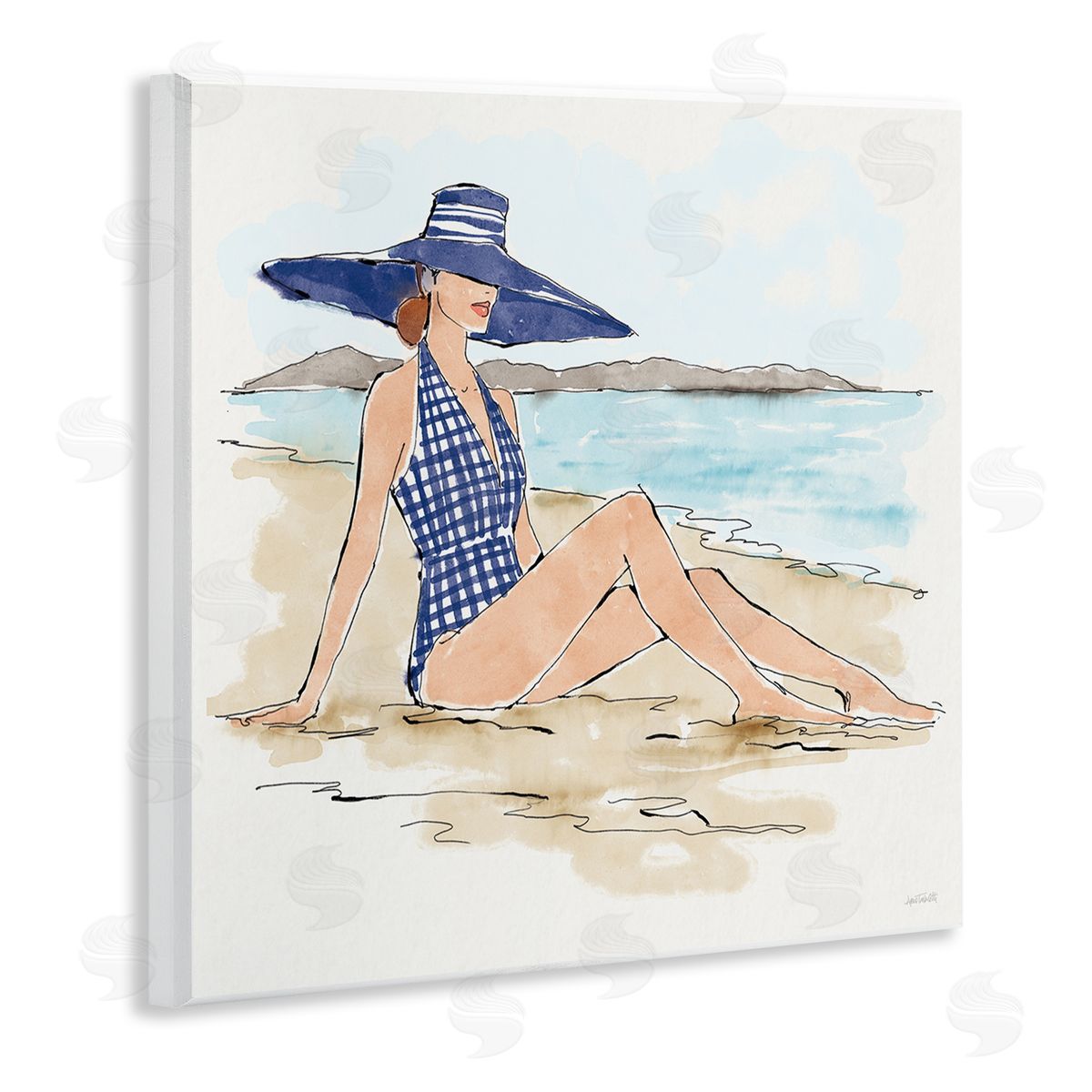 Sun Bathing Beauty Wood Plaque Wall Art, Home Decor by Anne Tavoletti