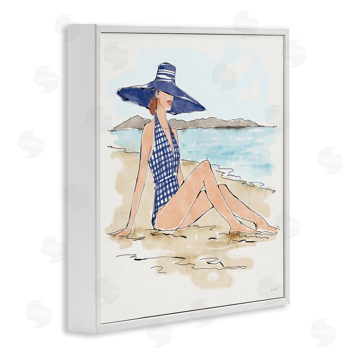 Sun Bathing Beauty White Frame Print Wall Art, Home Decor by Anne Tavoletti