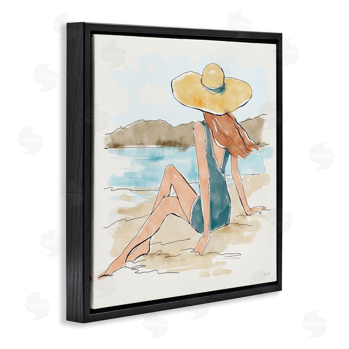 Summer Day Beauty Black Floating Frame Canvas Wall Art, Home Decor by Anne Tavoletti