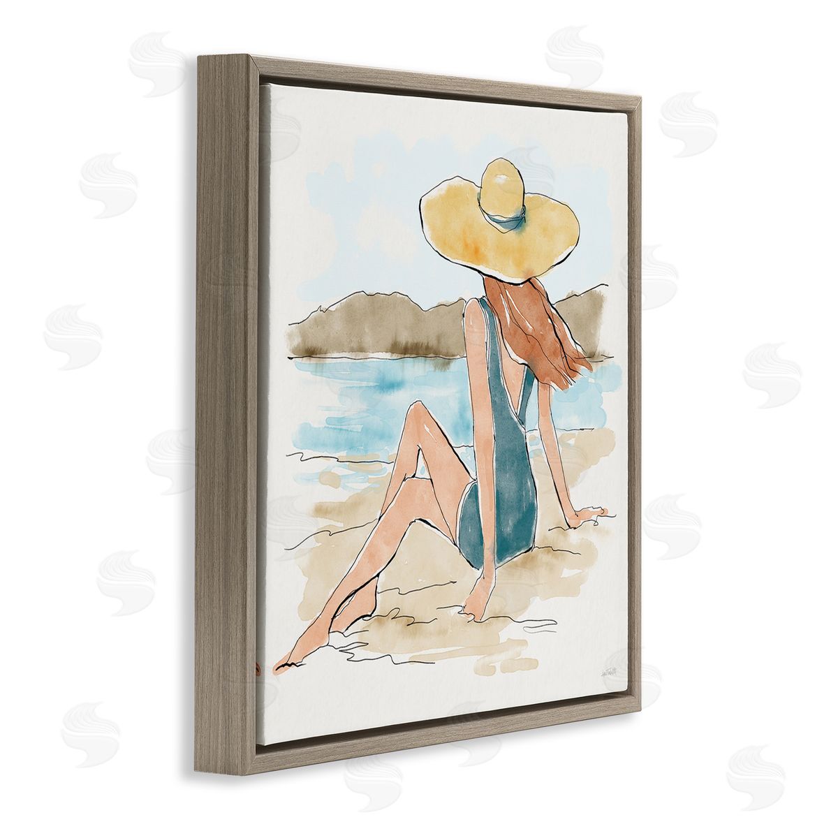 Summer Day Beauty Brown Floating Frame Canvas Wall Art, Home Decor by Anne Tavoletti