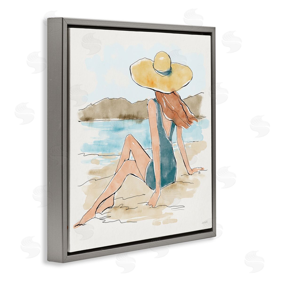 Summer Day Beauty Grey Floating Frame Canvas Wall Art, Home Decor by Anne Tavoletti
