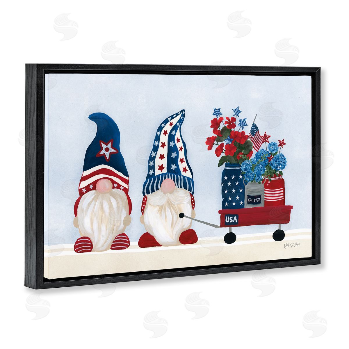 American Gnome & Wagon Black Floating Frame Canvas Wall Art, Home Decor by Yvette St. Amant