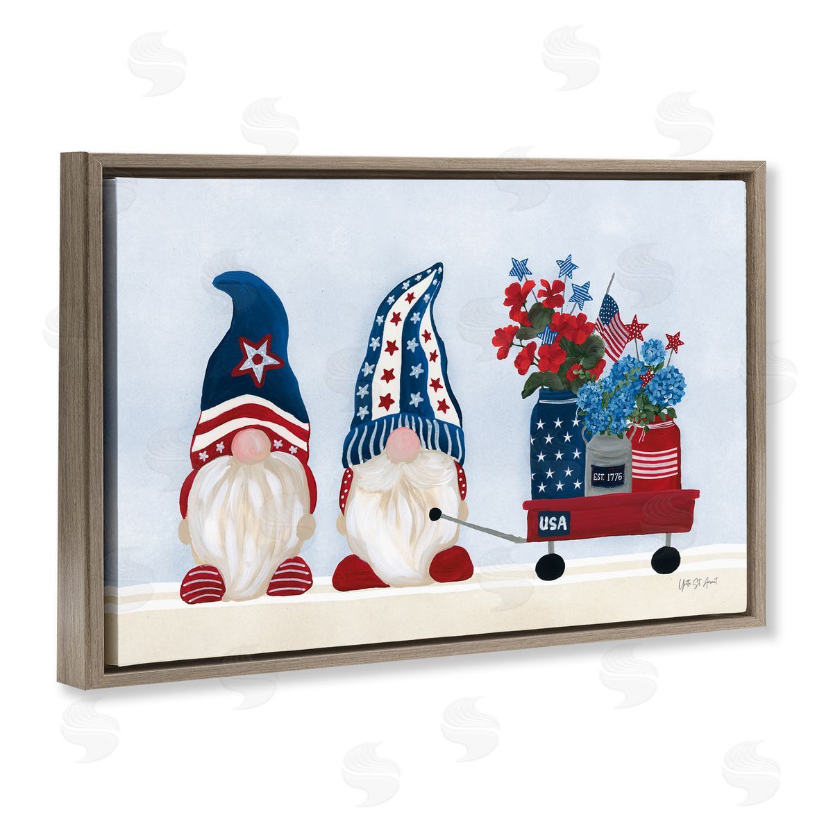 American Gnome & Wagon Brown Floating Frame Canvas Wall Art, Home Decor by Yvette St. Amant