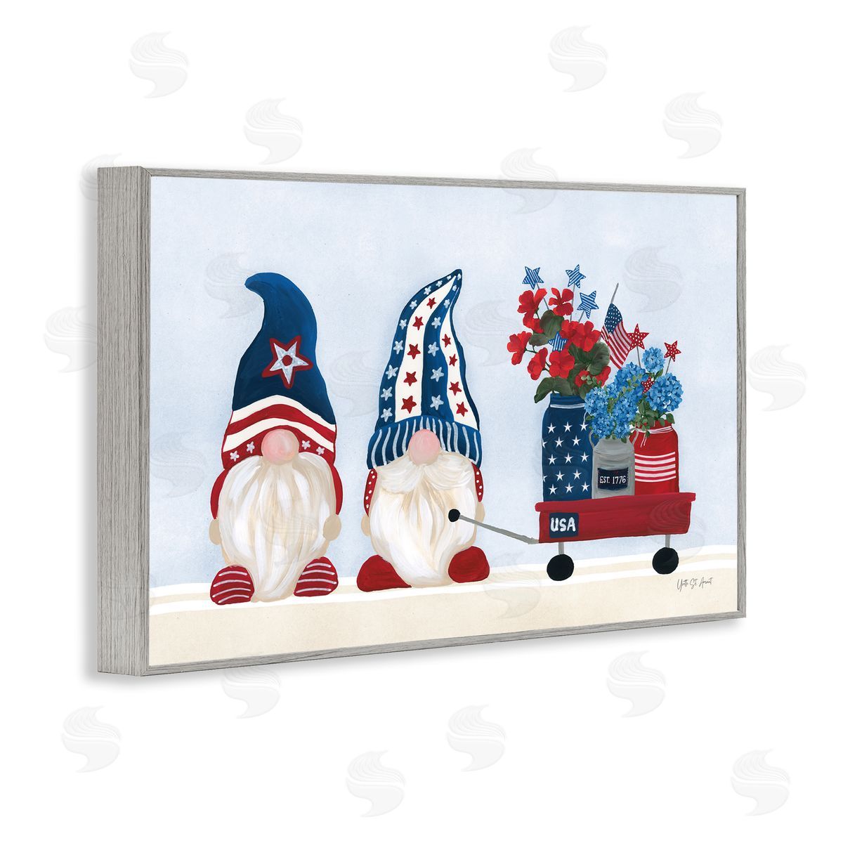 American Gnome & Wagon Grey Frame Print Wall Art, Home Decor by Yvette St. Amant