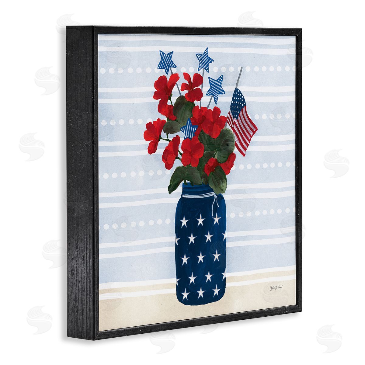 Stars & Stripes Bouquet Black Frame Print Wall Art, Home Decor by Yvette St. Amant