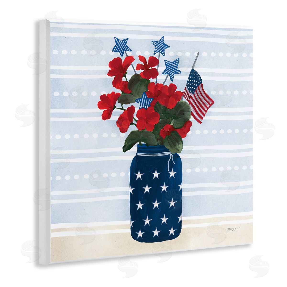 Stars & Stripes Bouquet Wood Plaque Wall Art, Home Decor by Yvette St. Amant