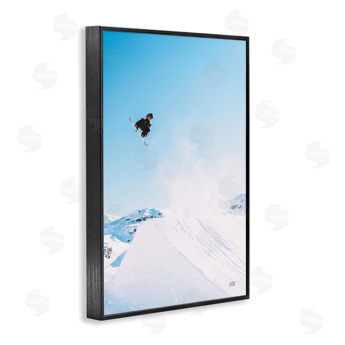 Snow Day Snowboarder Black Frame Print Wall Art, Home Decor by Max Blakesberg Studios