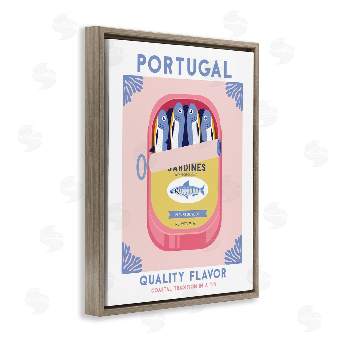 Portugal Sardine Can Brown Floating Frame Canvas Wall Art, Home Decor by Omar Escalante