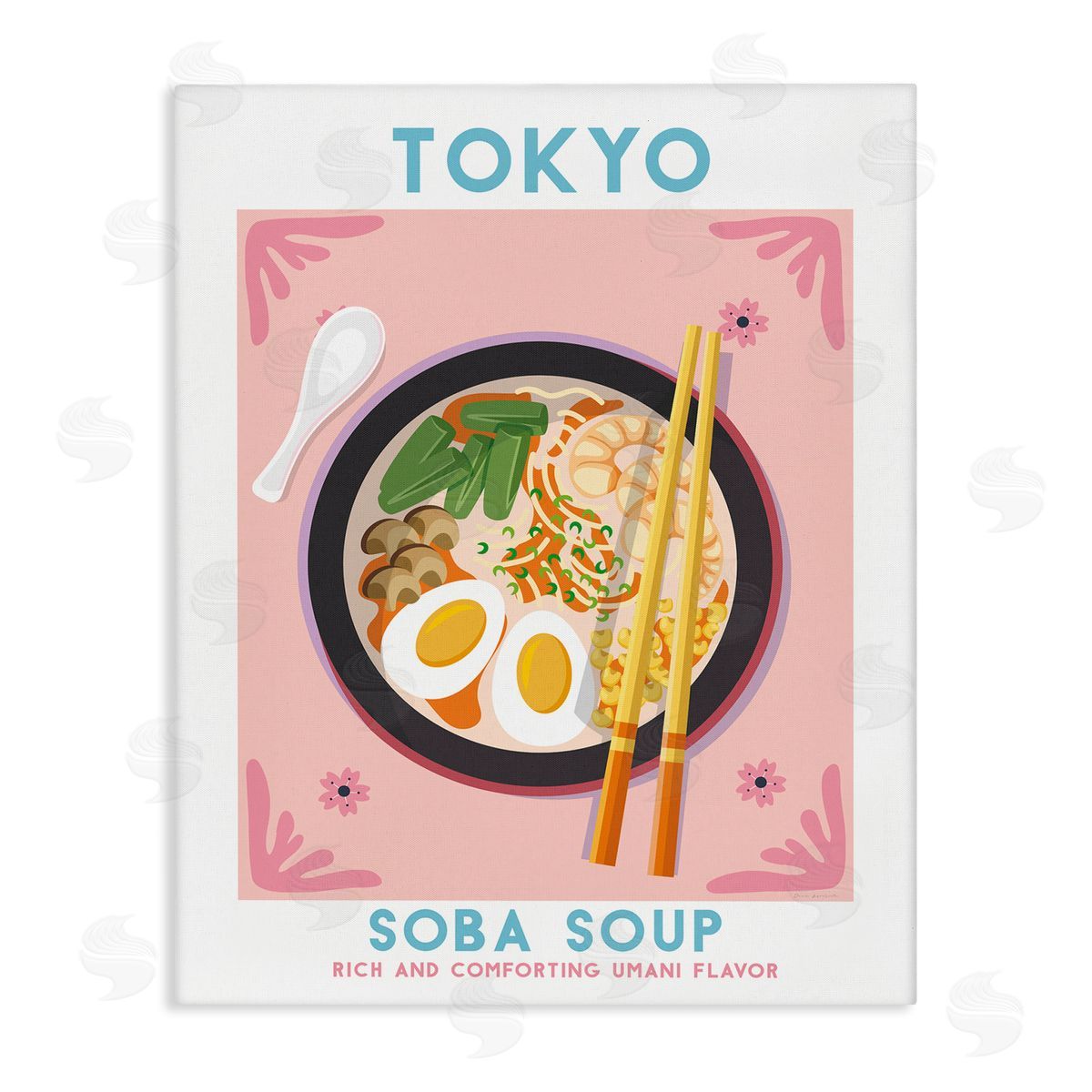 Tokyo Soba Soup Canvas Wall Art, Home Decor by Omar Escalante