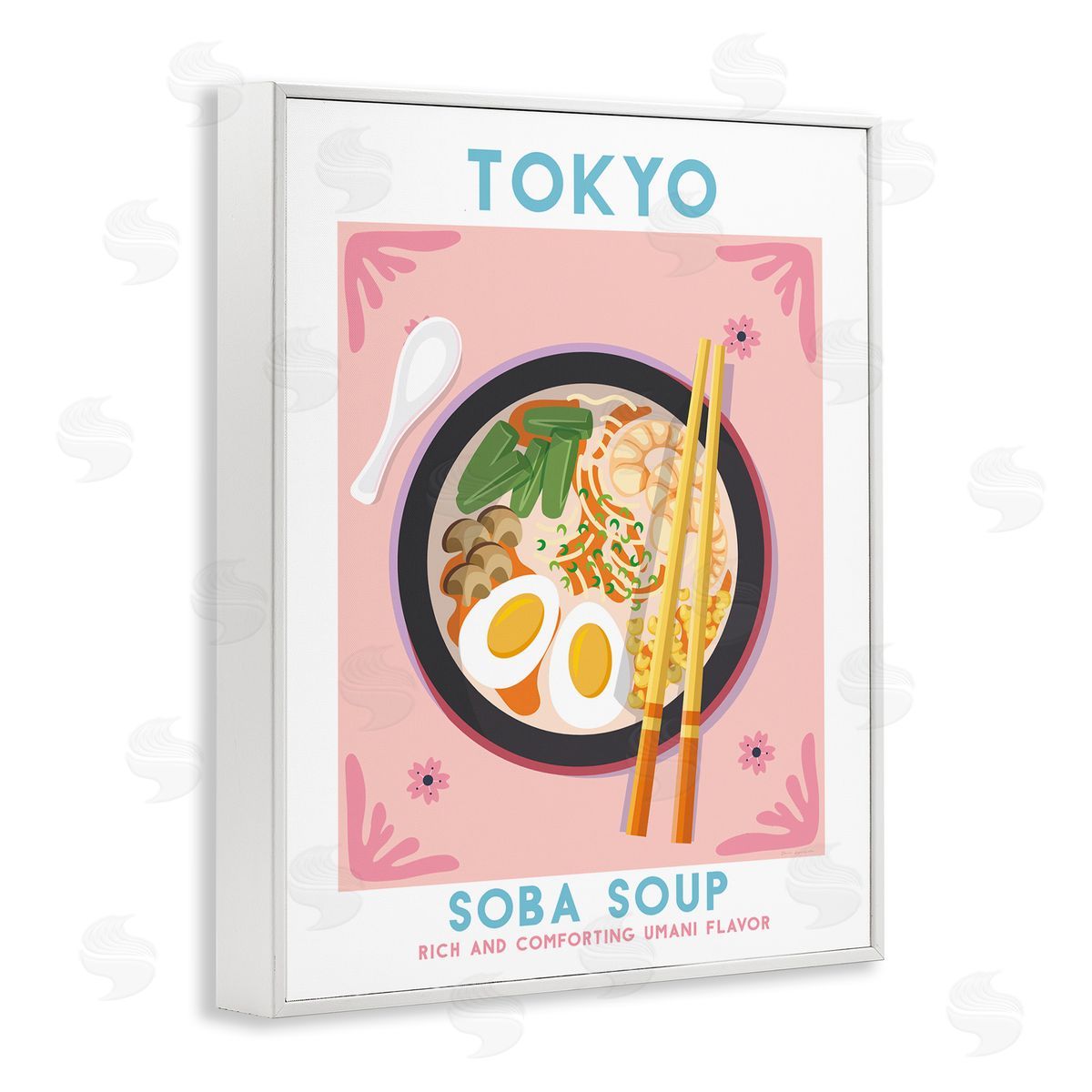 Tokyo Soba Soup White Frame Print Wall Art, Home Decor by Omar Escalante