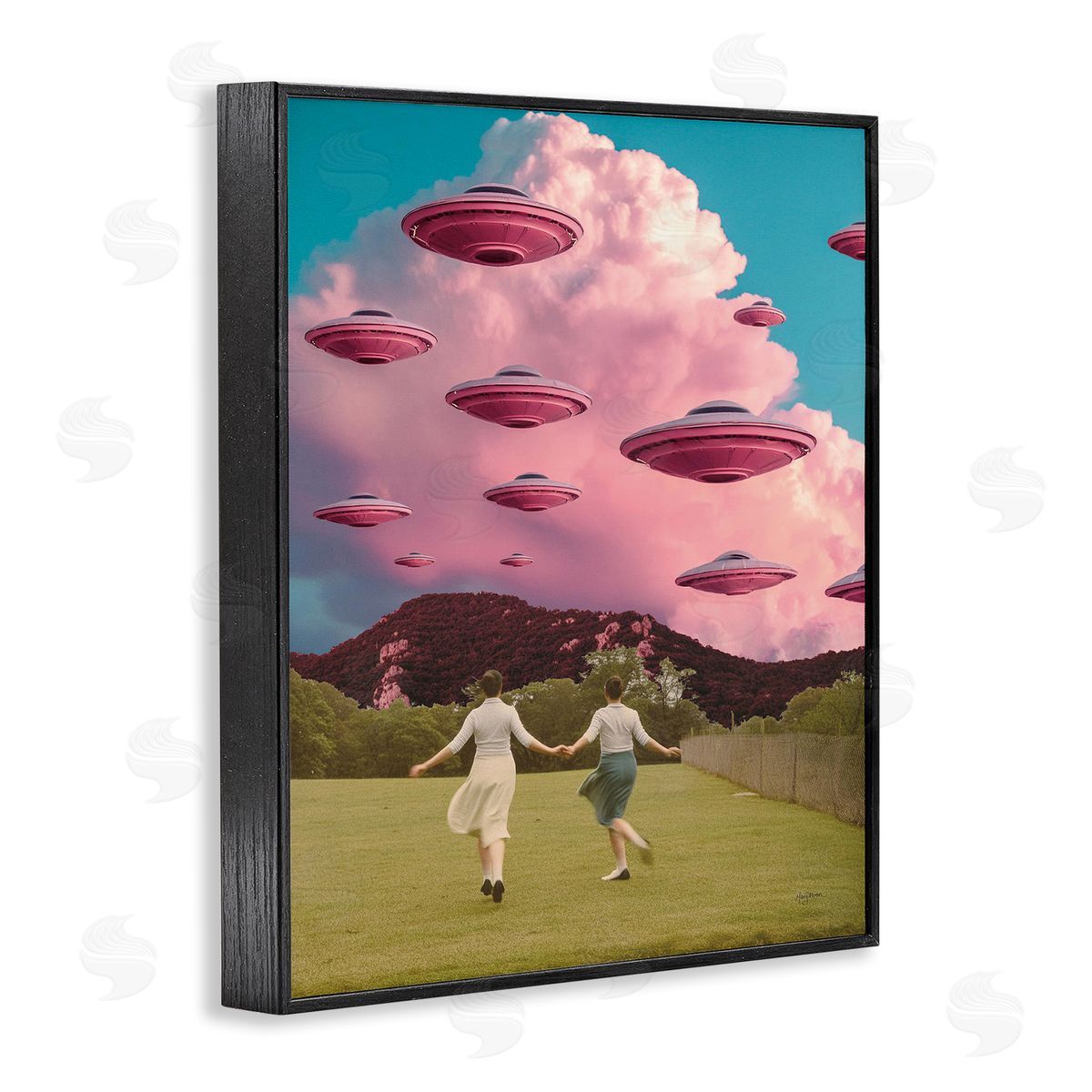 Pick Me Alien Invasion Black Frame Print Wall Art, Home Decor by Mary Urban