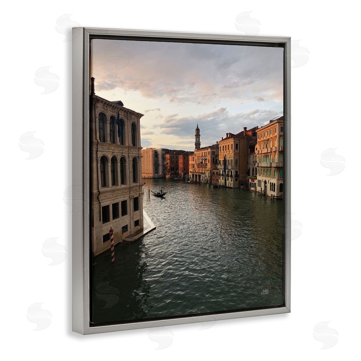 Venice Canal Architecture Grey Floating Frame Canvas Wall Art, Home Decor by Max Blakesberg Studios