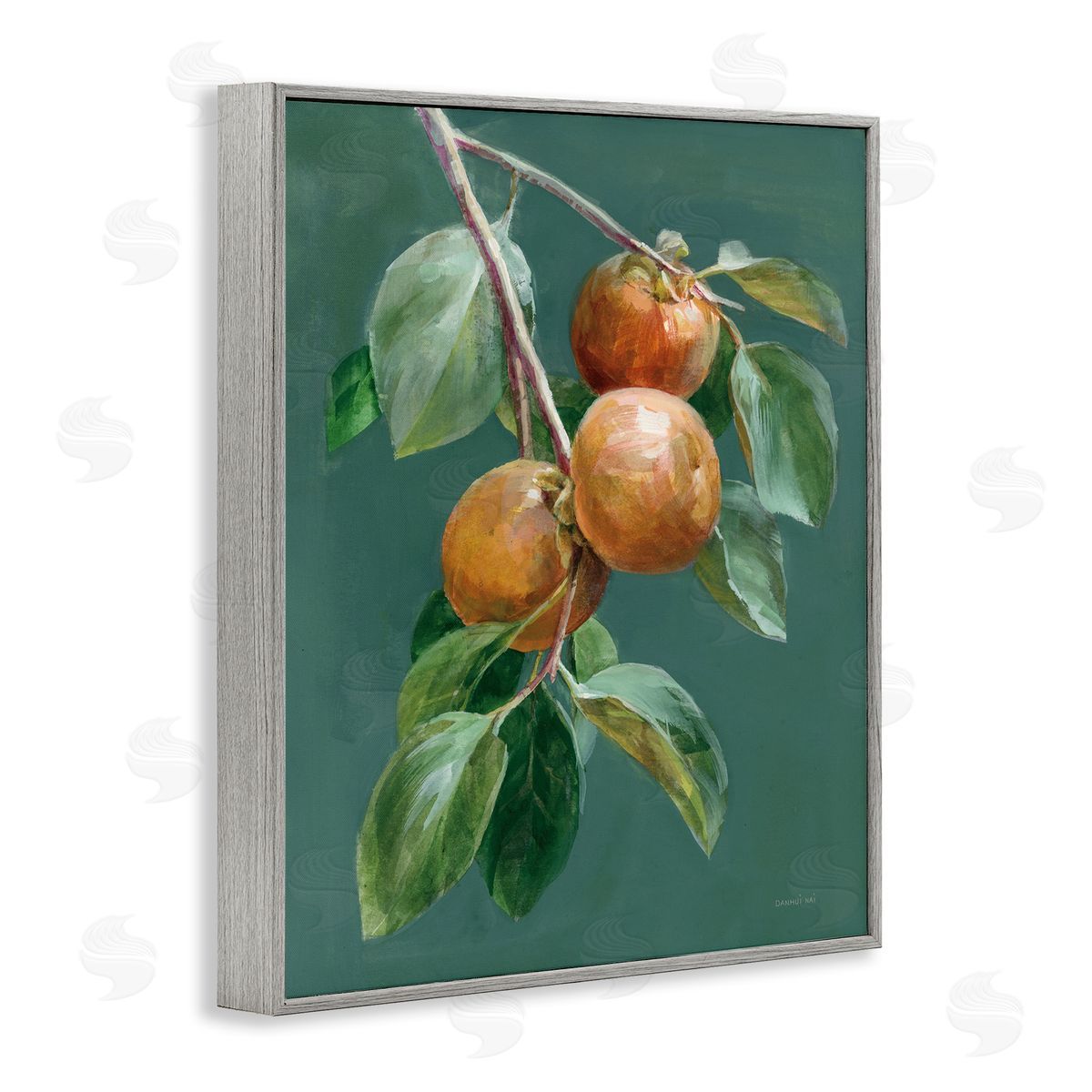 Autumn Harvest Fruits Grey Frame Print Wall Art, Home Decor by Danhui Nai