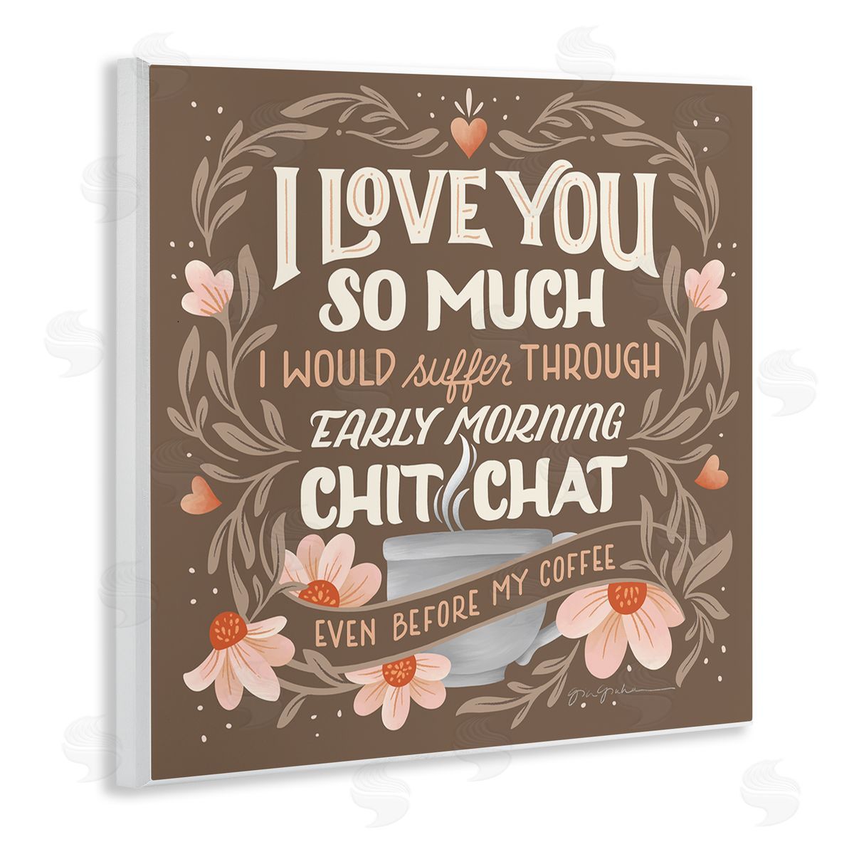 Chat Before Coffee Humor Wood Plaque Wall Art, Home Decor by Gia Graham