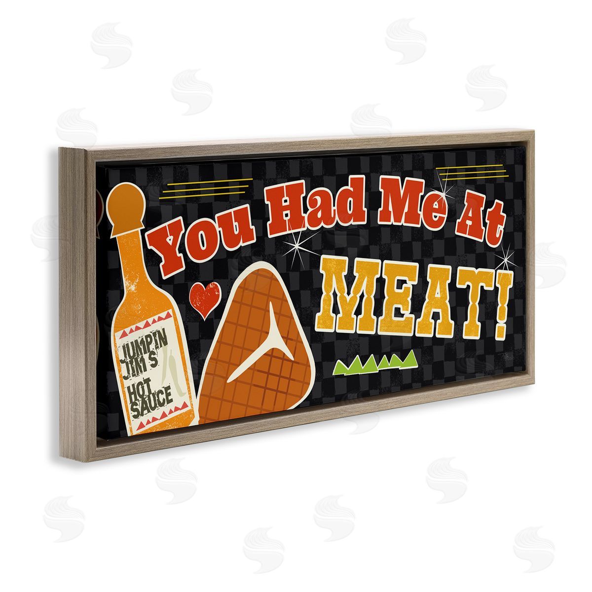 You Had Me At Meat Brown Floating Frame Canvas Wall Art, Home Decor by Pela Studio