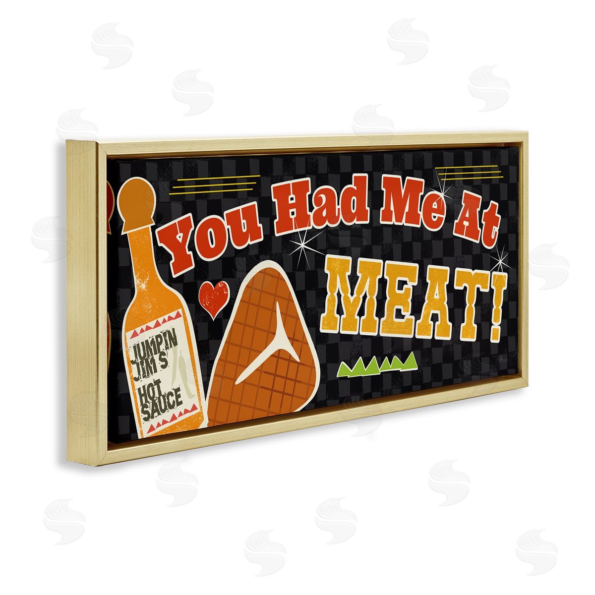 You Had Me At Meat Gold Floating Frame Canvas Wall Art, Home Decor by Pela Studio