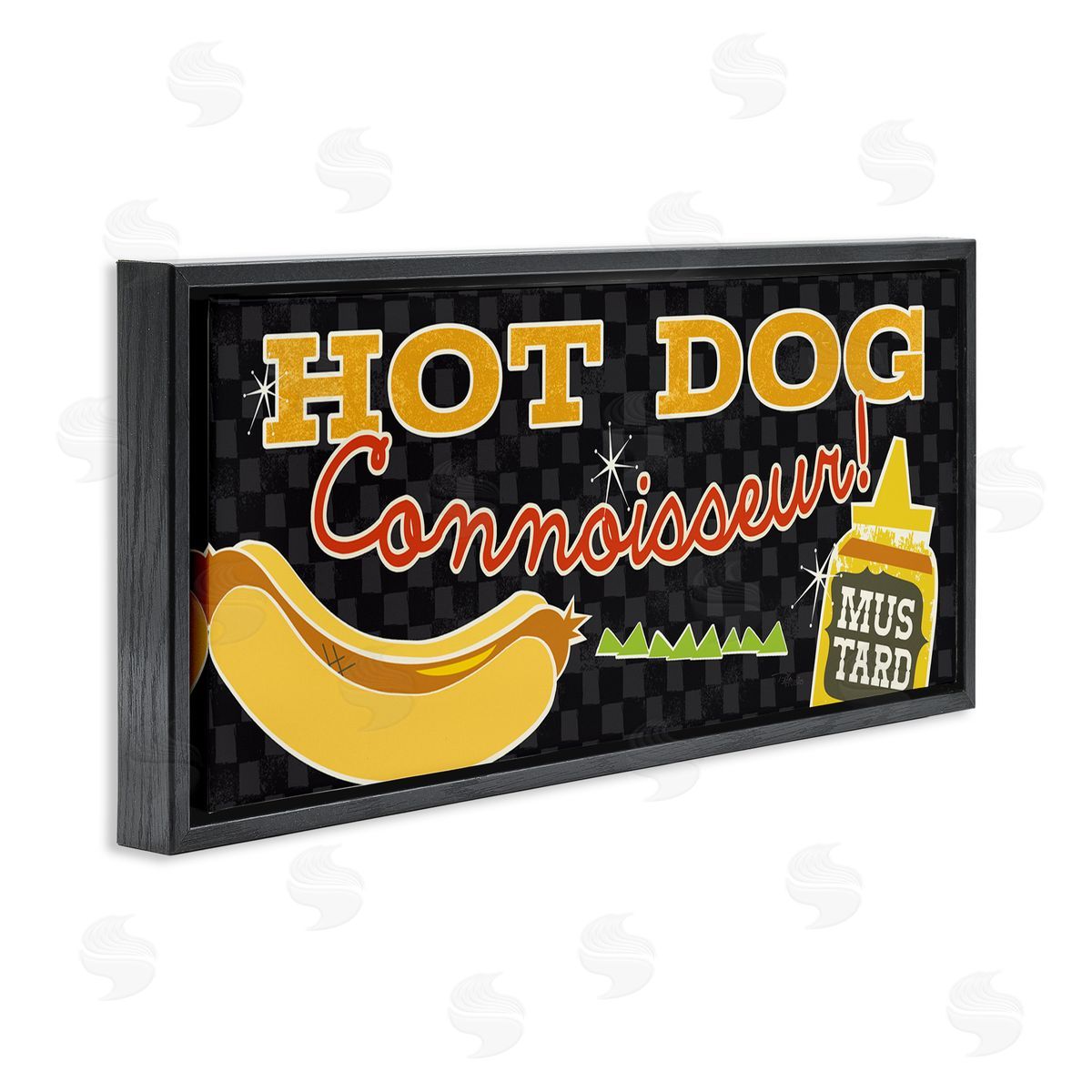 Hot Dog Connoisseur Black Floating Frame Canvas Wall Art, Home Decor by Pela Studio