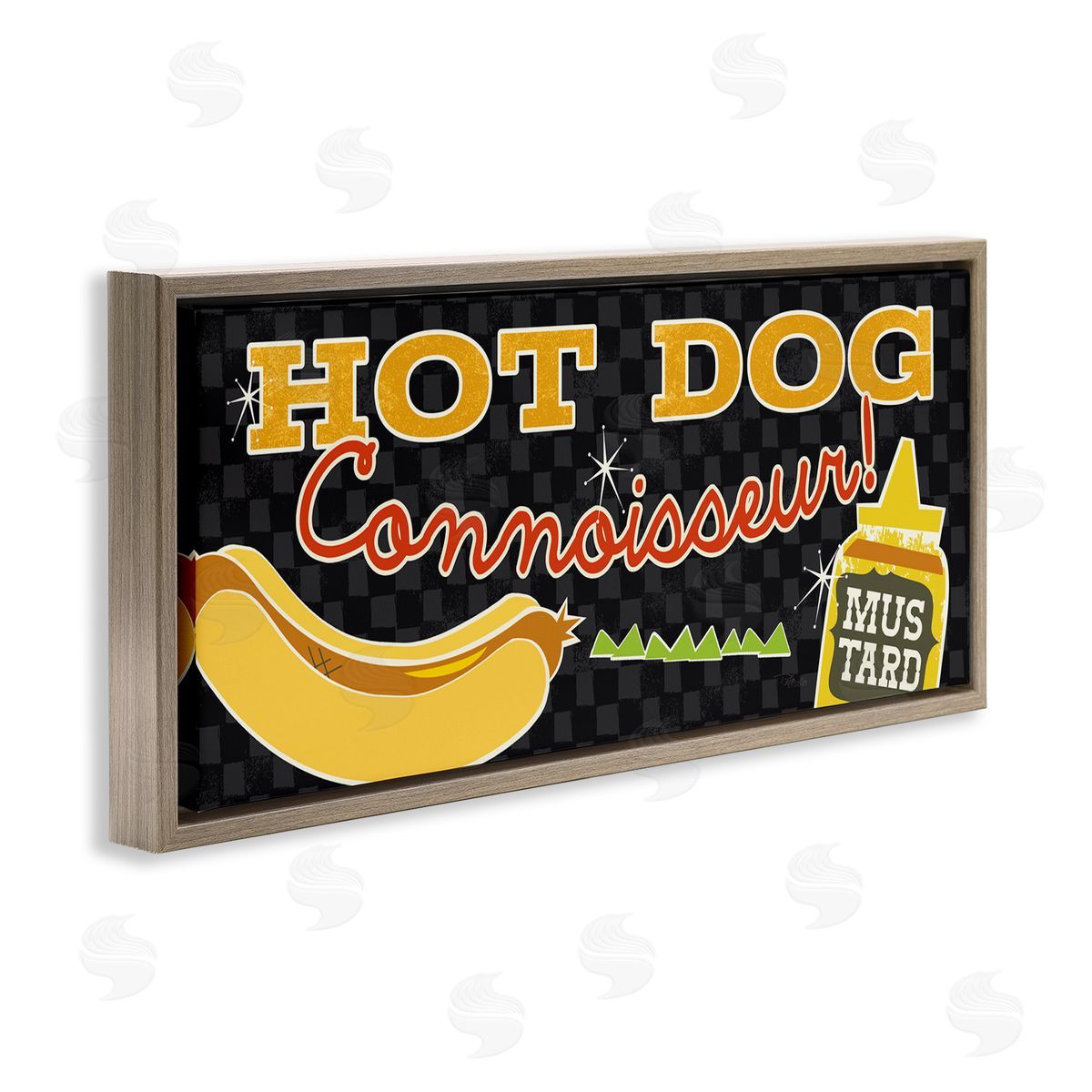 Hot Dog Connoisseur Brown Floating Frame Canvas Wall Art, Home Decor by Pela Studio