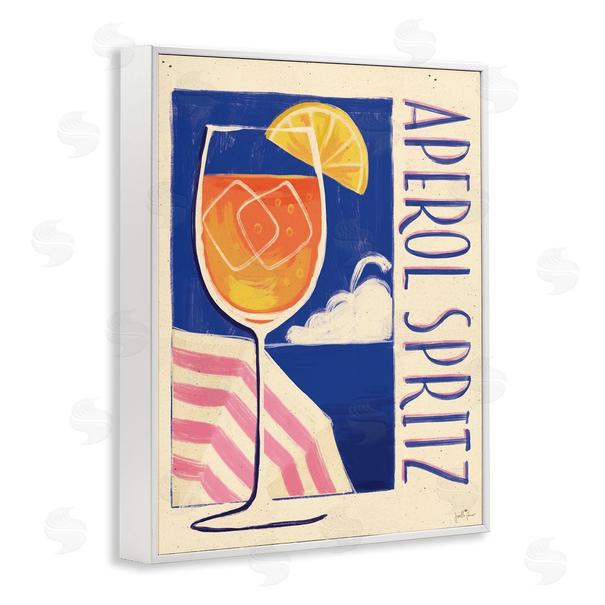 Retro Aperol Spritz White Frame Print Wall Art, Home Decor by Janelle Penner