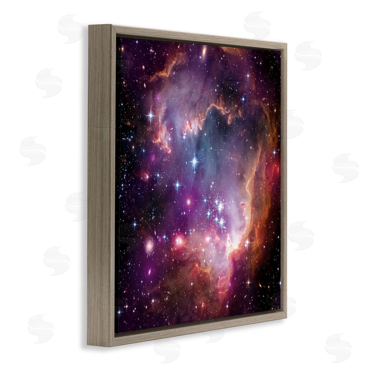 Cloud Galaxy with Stars Brown Floating Frame Canvas Wall Art, Home Decor by Wild Apple Portfolio