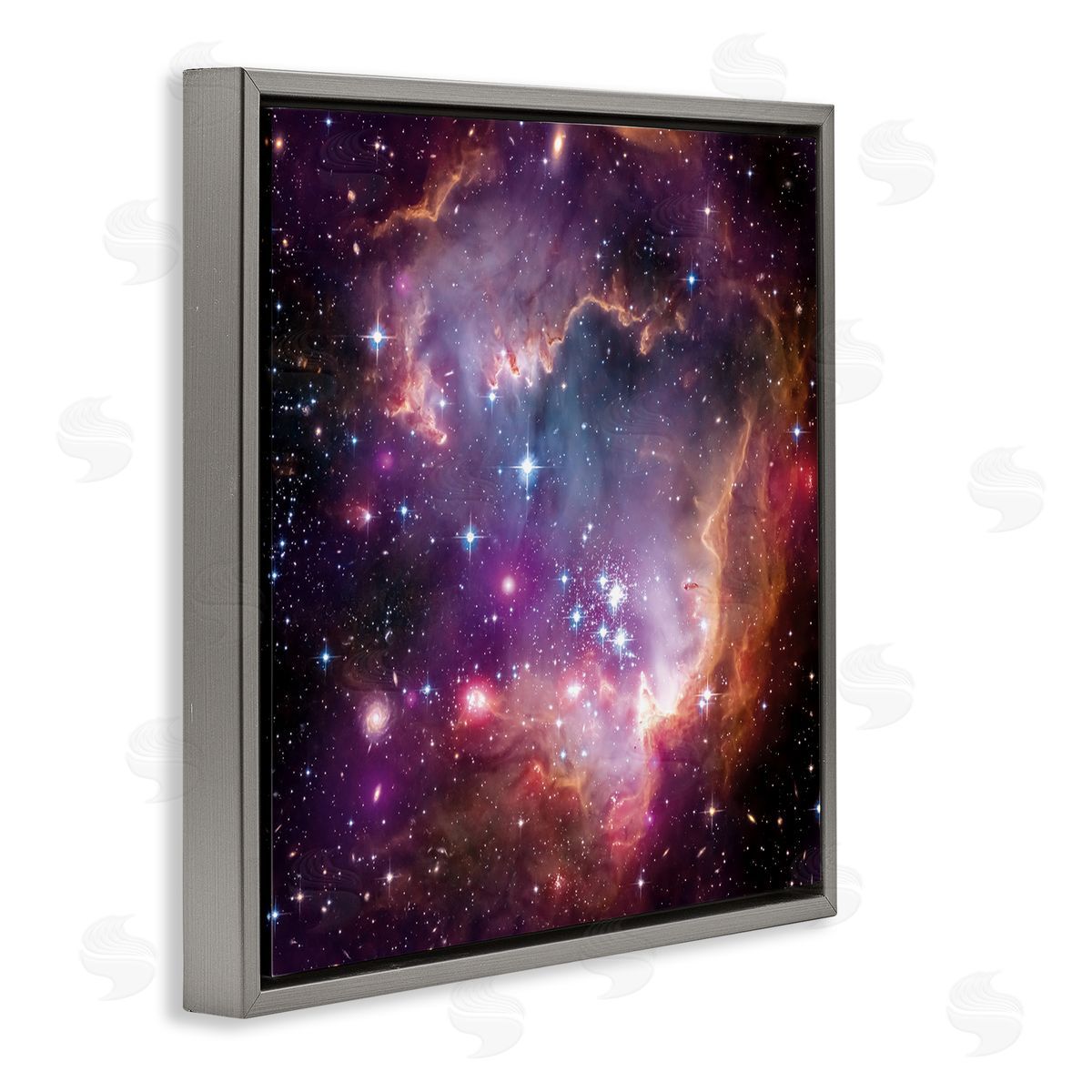 Cloud Galaxy with Stars Grey Floating Frame Canvas Wall Art, Home Decor by Wild Apple Portfolio