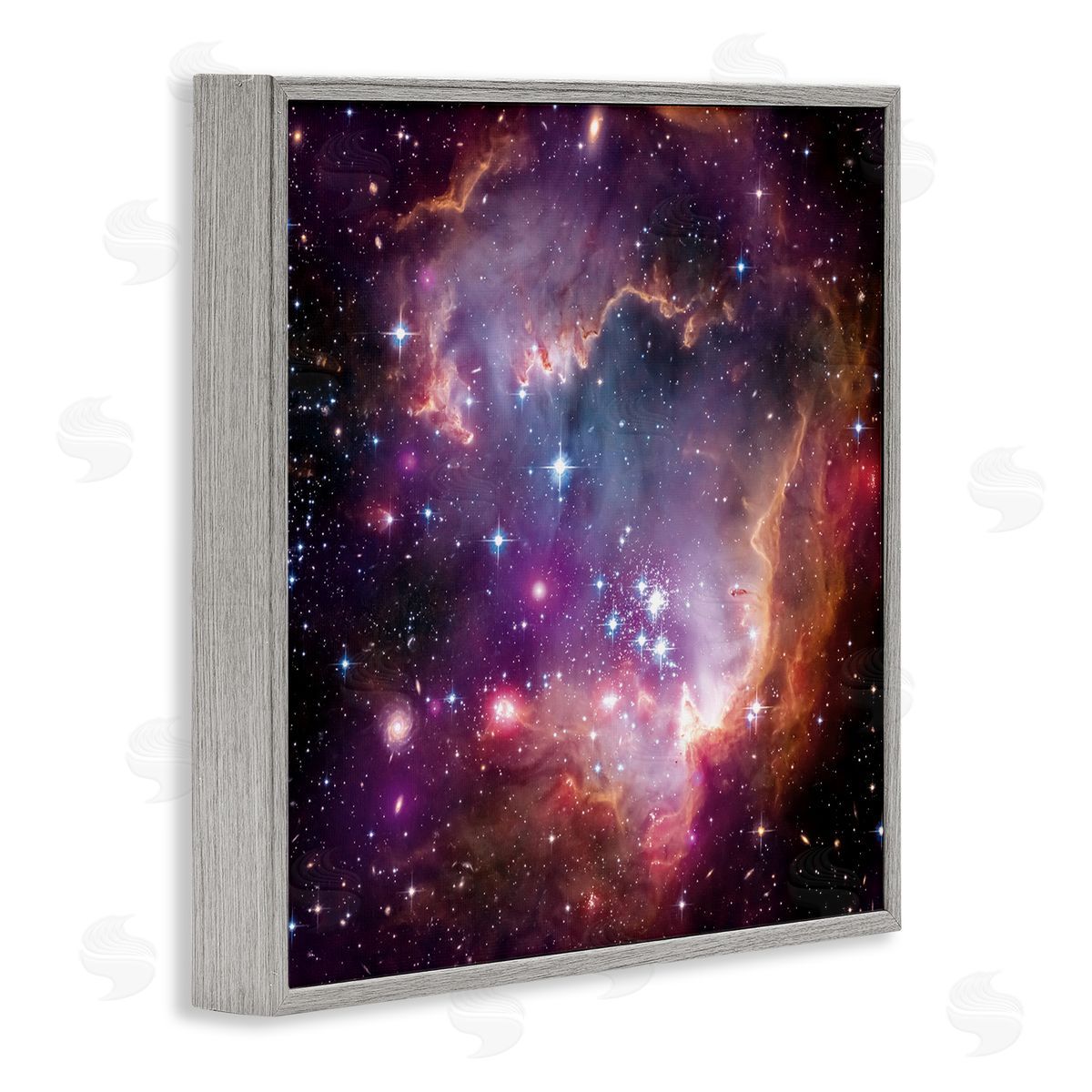 Cloud Galaxy with Stars Grey Frame Print Wall Art, Home Decor by Wild Apple Portfolio