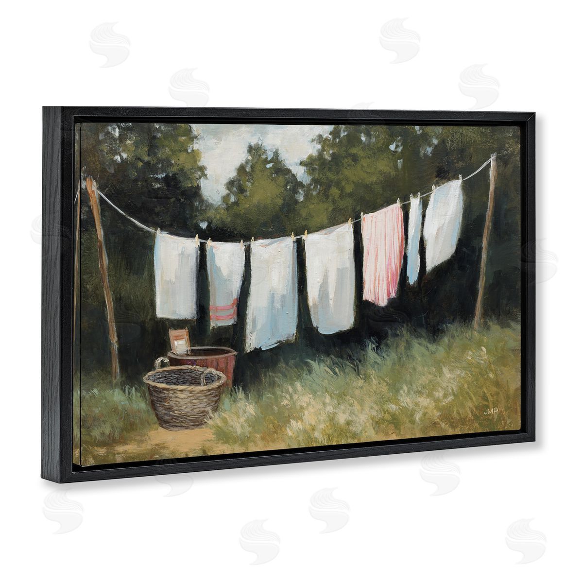 Laundry Out To Dry Black Floating Frame Canvas Wall Art, Home Decor by Julia Purinton